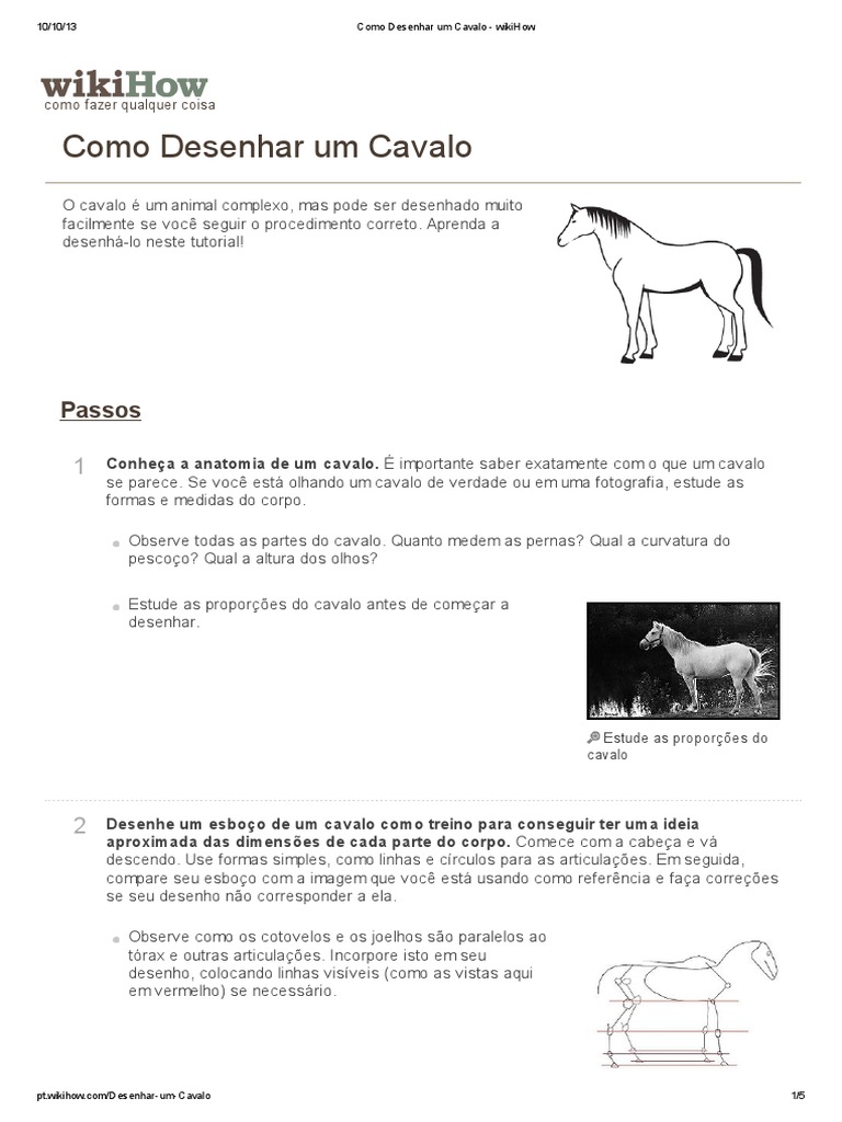 Como Desenhar Um Cavalo - WikiHow, PDF, Cavalos